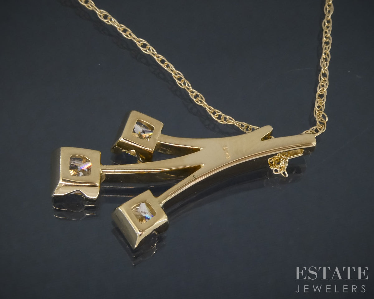 14k Yellow Gold Natural .75ctw Diamond Spray Ladies Necklace 4.9g 18"L p29763