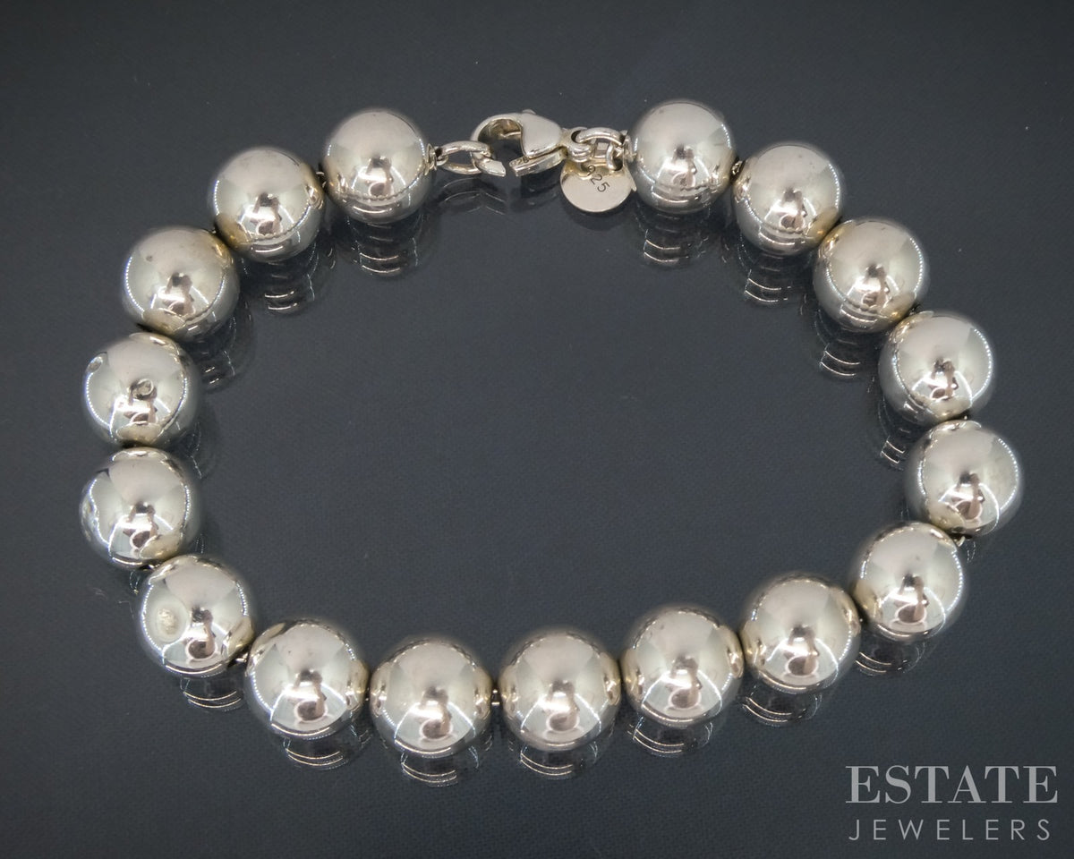 Sterling Tiffany & Co. HardWear 10mm Beaded Ladies Bracelet 18g 7.5"L p30600