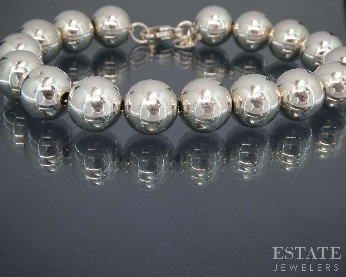 Sterling Tiffany & Co. HardWear 10mm Beaded Ladies Bracelet 18g 7.5"L p30600