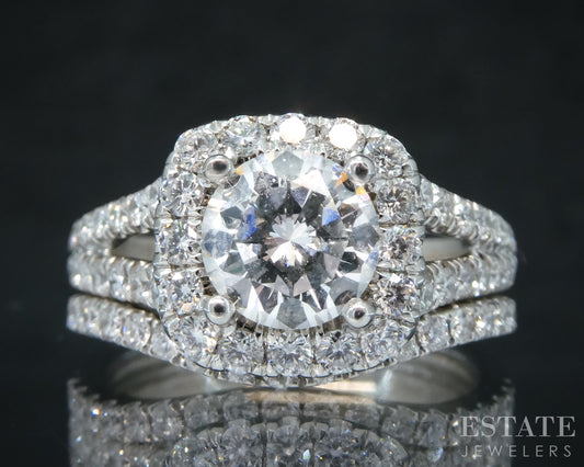 14k White Gold Round Natural 2.53ctw Diamond Gabriel & Co Wedding Set 6g p27703