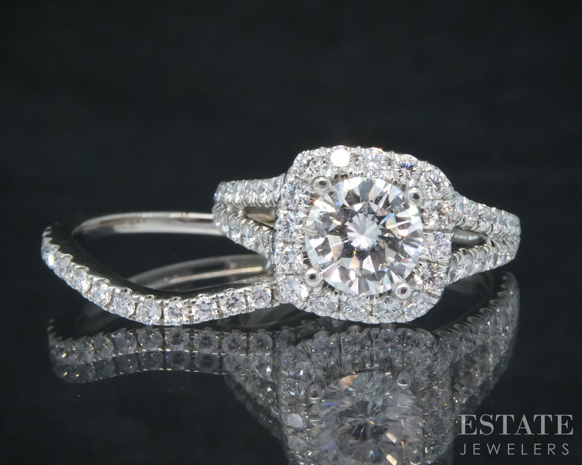14k White Gold Round Natural 2.53ctw Diamond Gabriel & Co Wedding Set 6g p27703