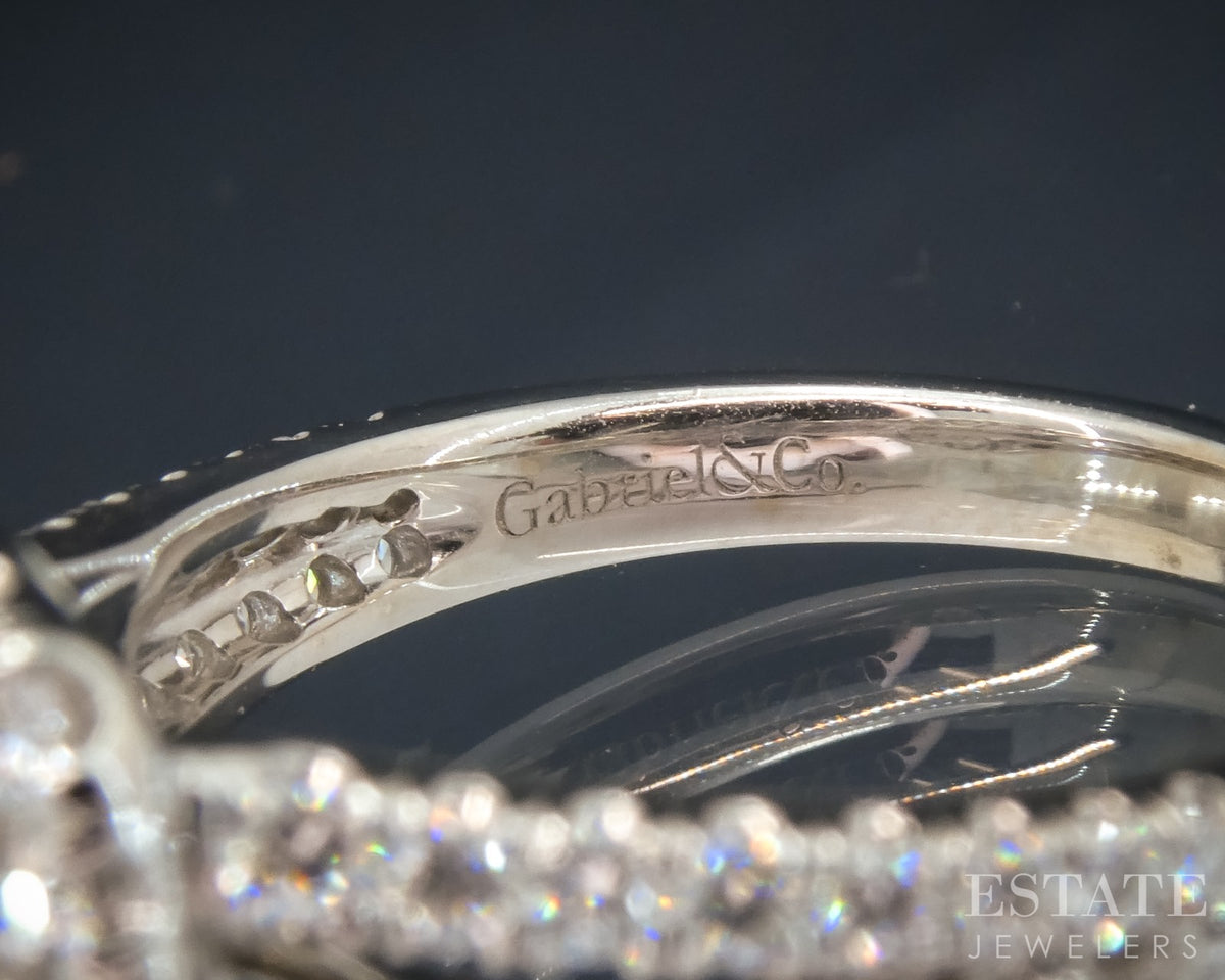 14k White Gold Round Natural 2.53ctw Diamond Gabriel & Co Wedding Set 6g p27703
