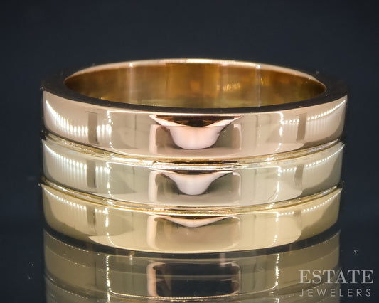 18k Tri Colored Gold 9.4mm Stacked Smooth Ladies Band Ring 15.7g p30095