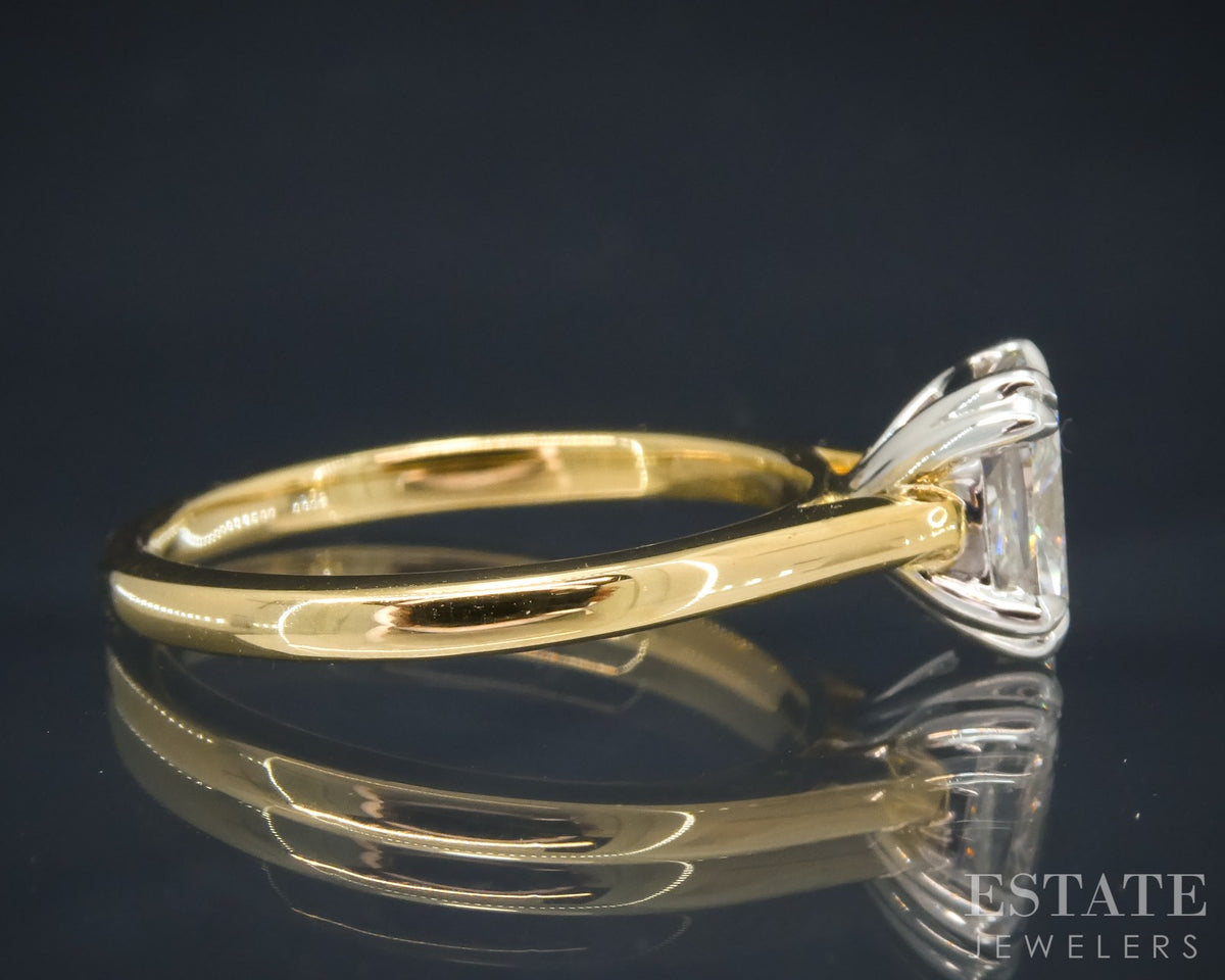 14k Yellow Gold IGI Cushion Lab Created 1.08ct Diamond Solitaire Ring p30330
