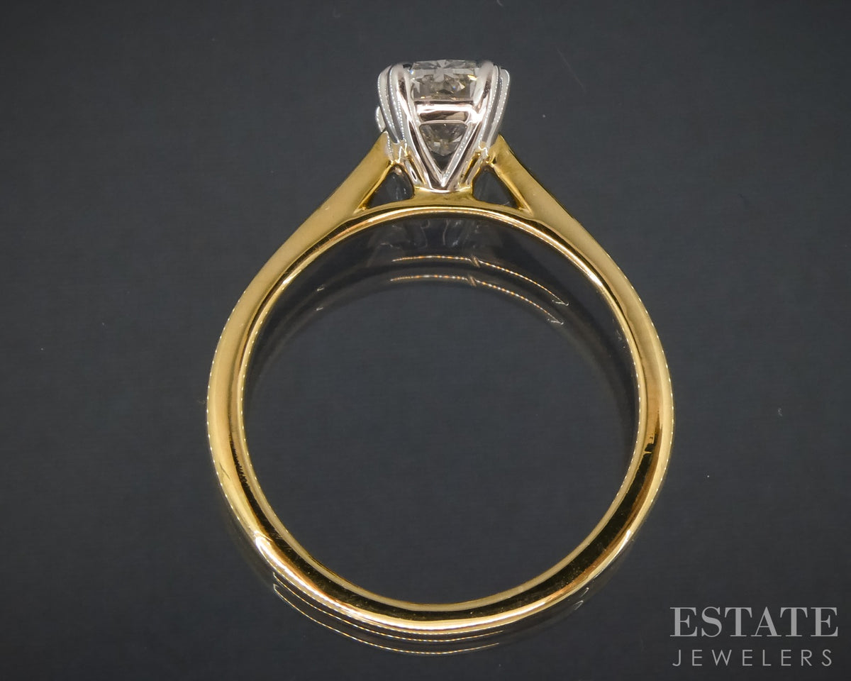 14k Yellow Gold IGI Cushion Lab Created 1.08ct Diamond Solitaire Ring p30330
