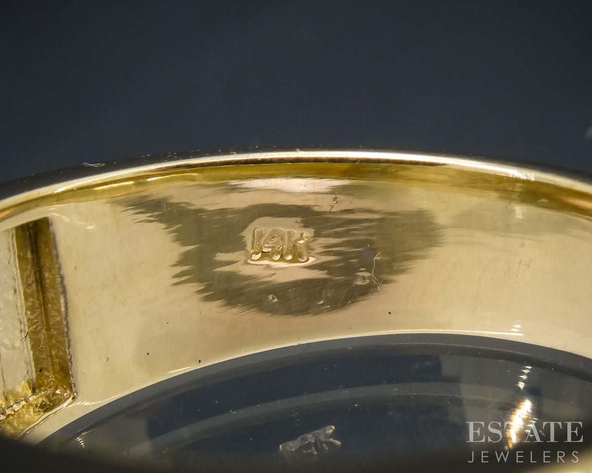 14k Yellow Gold Natural Gold Bearing Quartz & Diamond Mens Ring 13.3g p30664