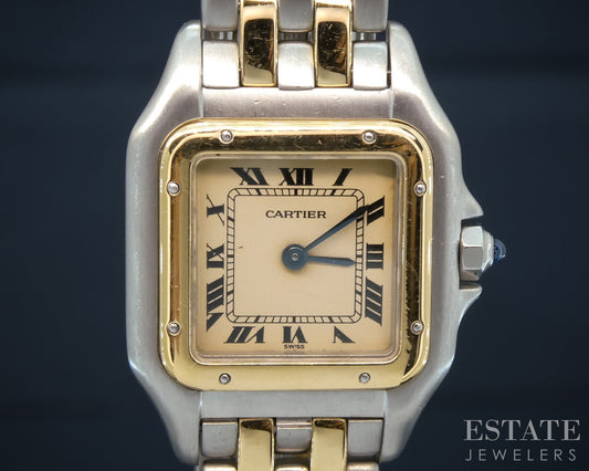 Cartier Panthere Small 166921 Ivory Two-Row 18k Stainless Ladies Watch p30187