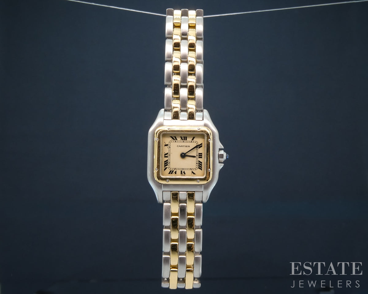 Cartier Panthere Small 166921 Ivory Two-Row 18k Stainless Ladies Watch p30187