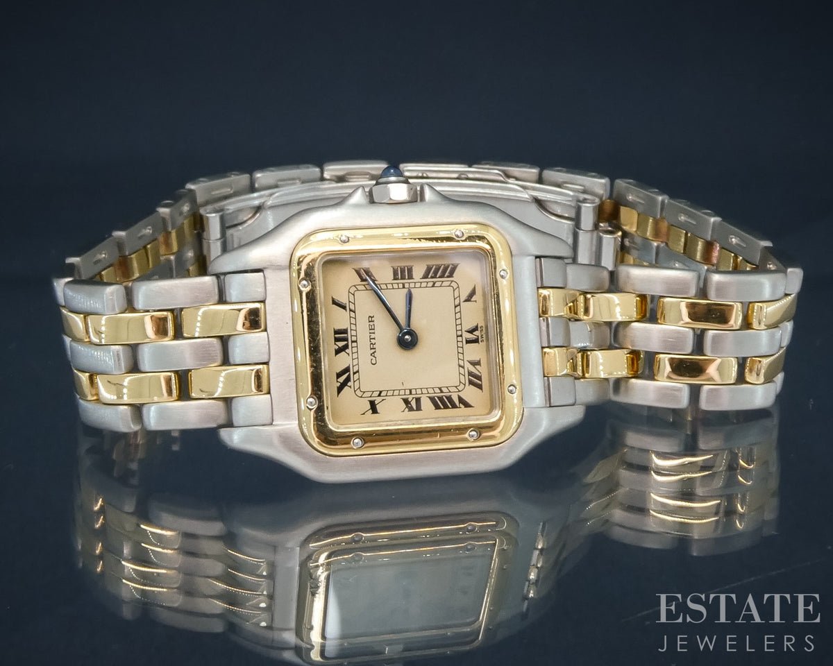 Cartier Panthere Small 166921 Ivory Two-Row 18k Stainless Ladies Watch p30187