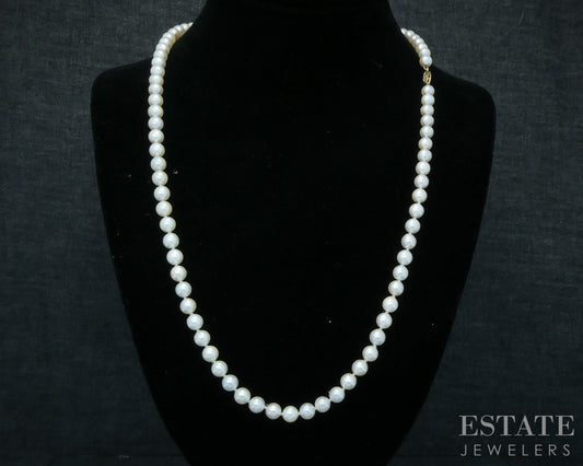 14k Yellow Gold 5.8-6.4mm Cultured Akoya Pearl Ladies Necklace 24"L p30210b