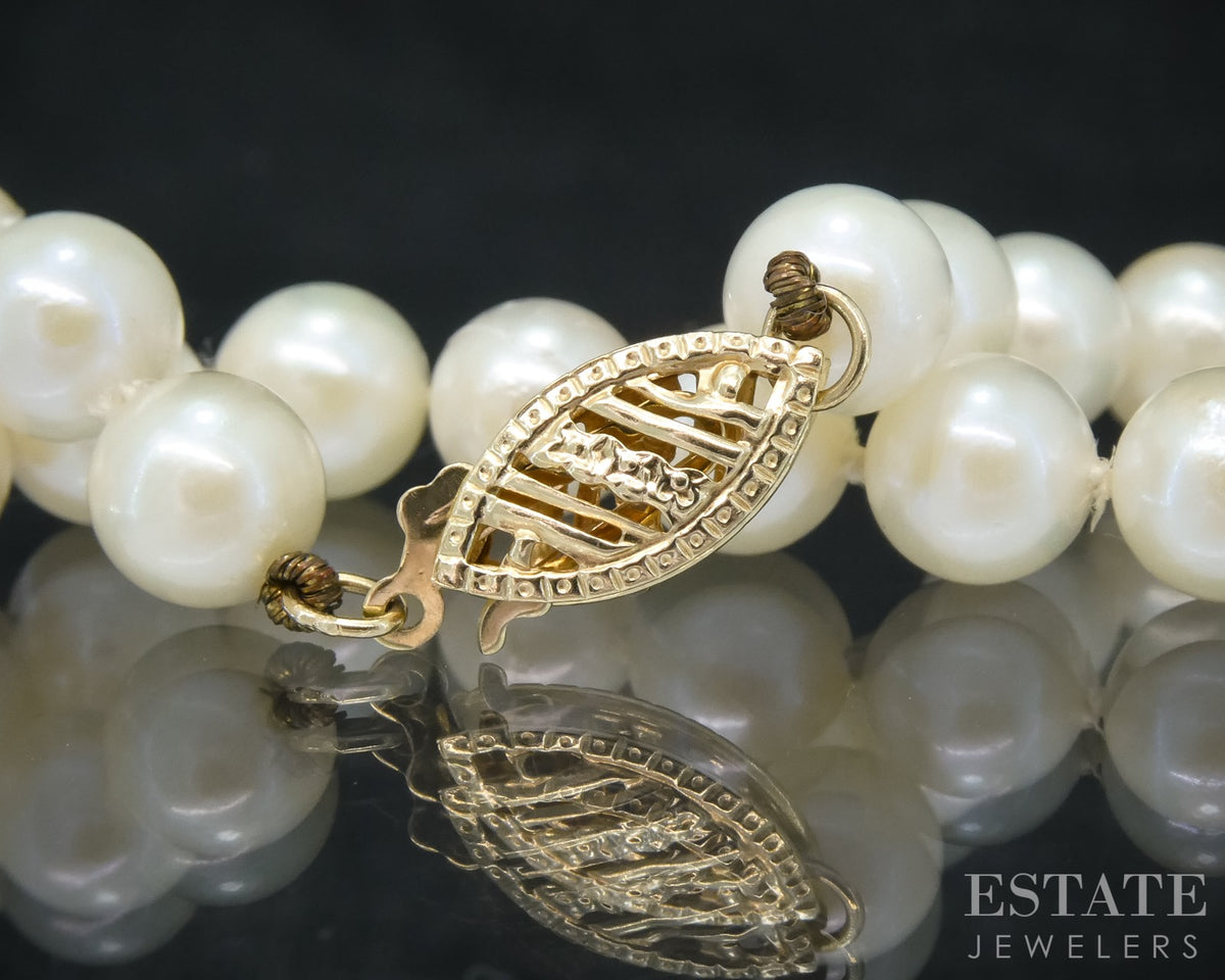 14k Yellow Gold 6mm Akoya Pearl Ladies Bracelet 7"L p30500b