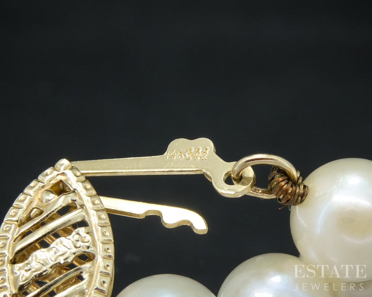14k Yellow Gold 6mm Akoya Pearl Ladies Bracelet 7"L p30500b