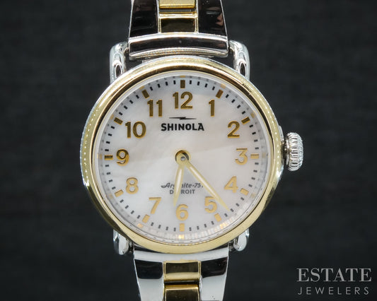 Shinola Runwell 28mm MOP Two Tone Stainless Steel Ladies Watch p29665b