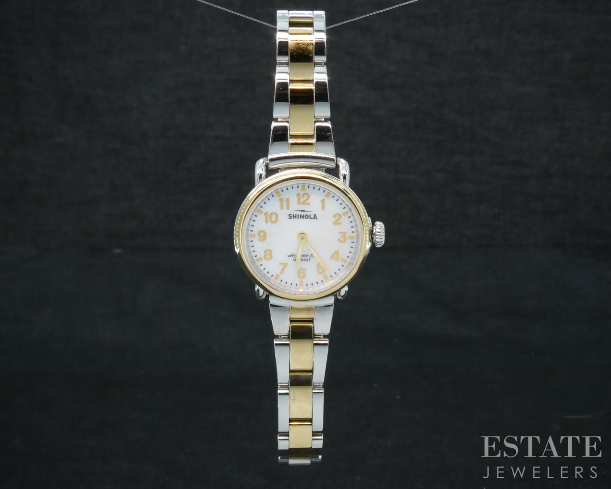 Shinola Runwell 28mm MOP Two Tone Stainless Steel Ladies Watch p29665b