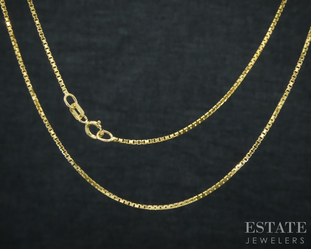 14k Yellow Gold 0.9mm Box Chain Link Ladies Necklace 3.1g 19.5"L p30759b