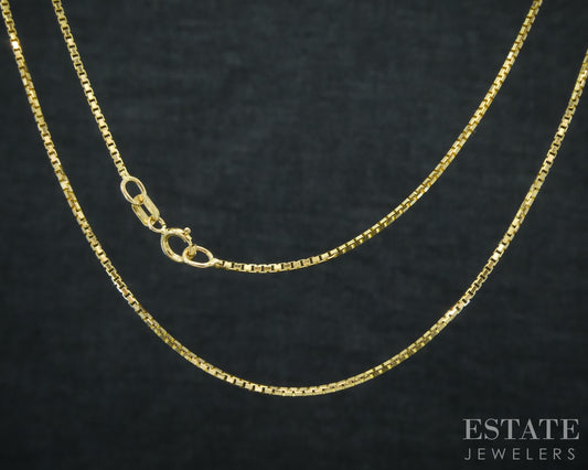 14k Yellow Gold 0.9mm Box Chain Link Ladies Necklace 3.1g 19.5"L p30759b