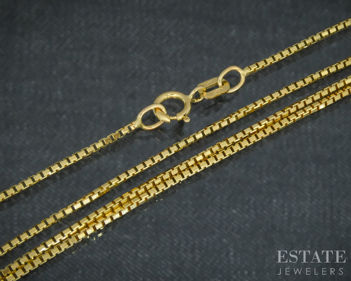 14k Yellow Gold 0.9mm Box Chain Link Ladies Necklace 3.1g 19.5"L p30759b