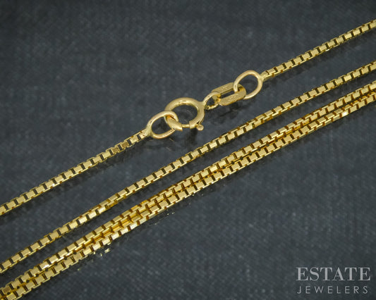 14k Yellow Gold 0.9mm Box Chain Link Ladies Necklace 3.1g 19.5"L p30759b