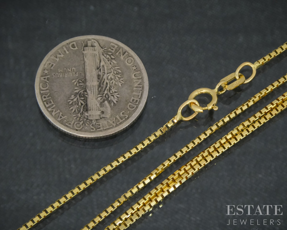 14k Yellow Gold 0.9mm Box Chain Link Ladies Necklace 3.1g 19.5"L p30759b