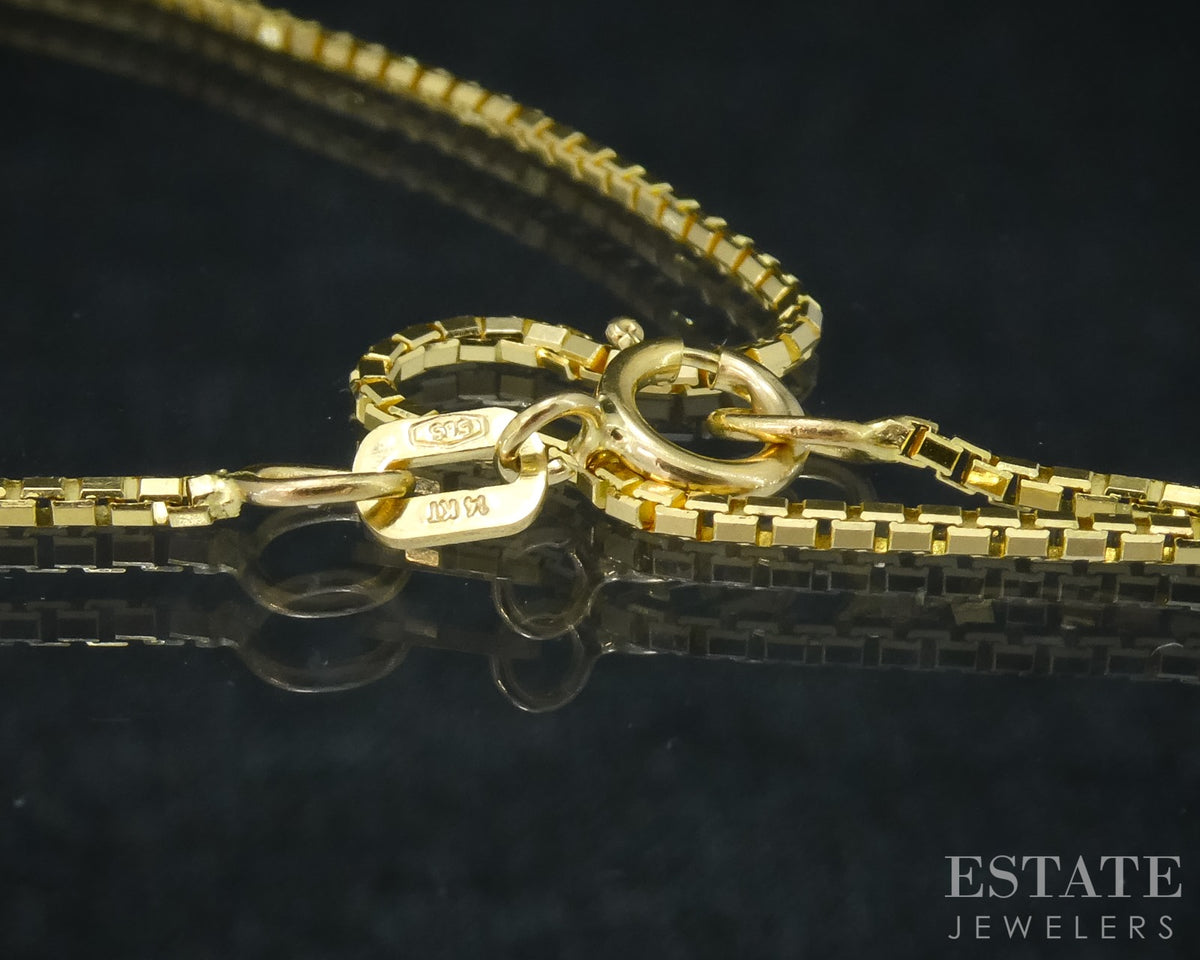 14k Yellow Gold 0.9mm Box Chain Link Ladies Necklace 3.1g 19.5"L p30759b