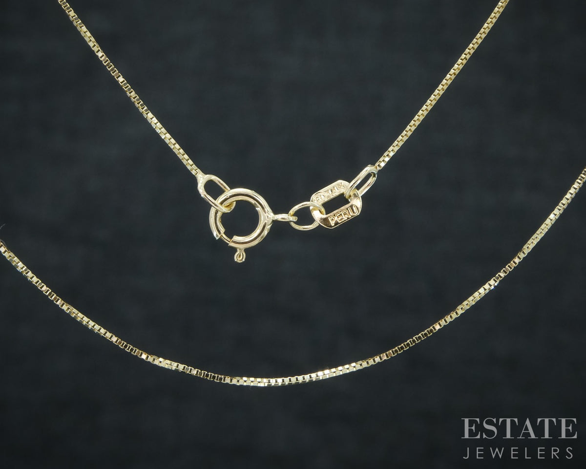 14k Yellow Gold 0.5mm Box Chain Link Ladies Necklace 0.8g 18"L p30704b