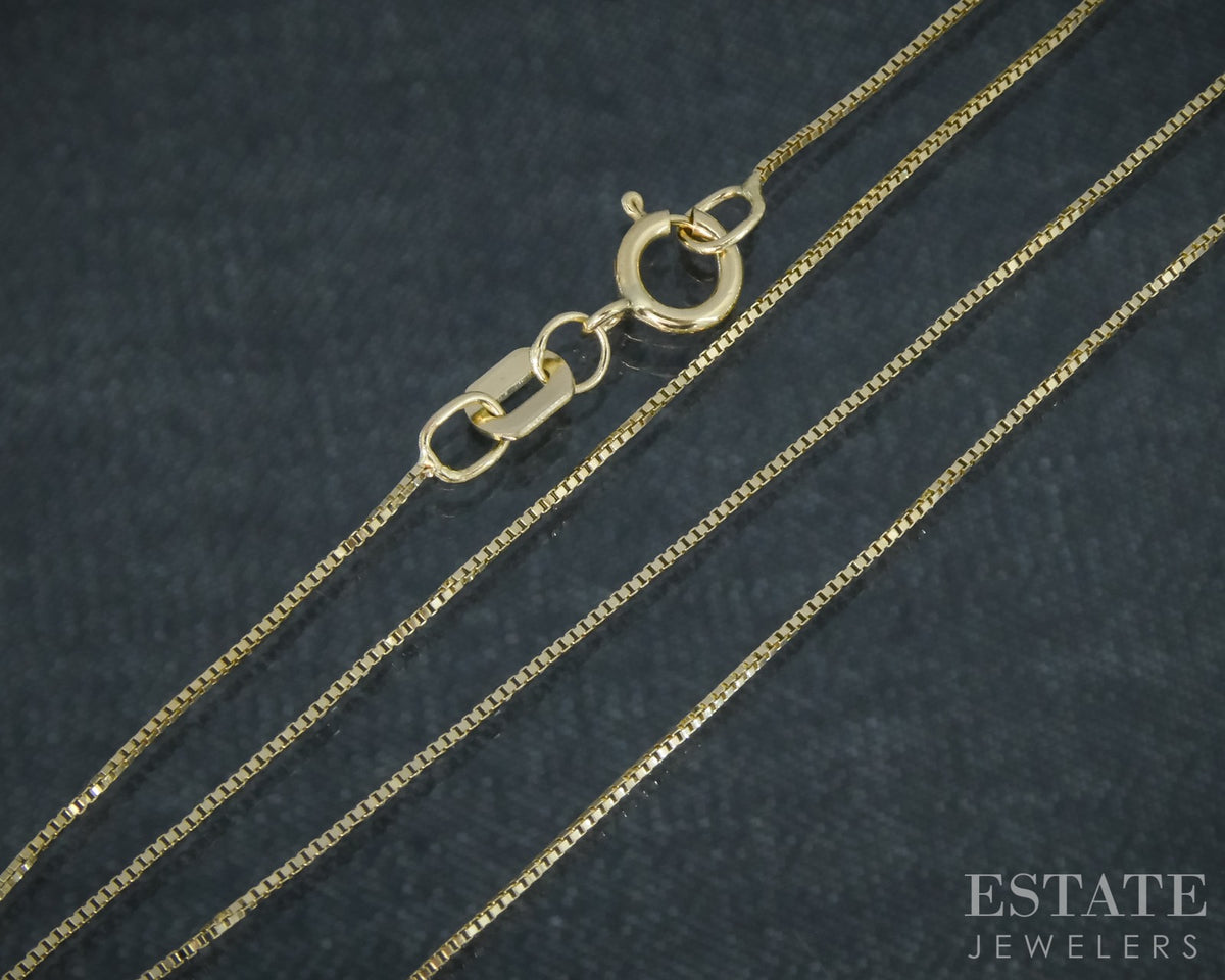 14k Yellow Gold 0.5mm Box Chain Link Ladies Necklace 0.8g 18"L p30704b