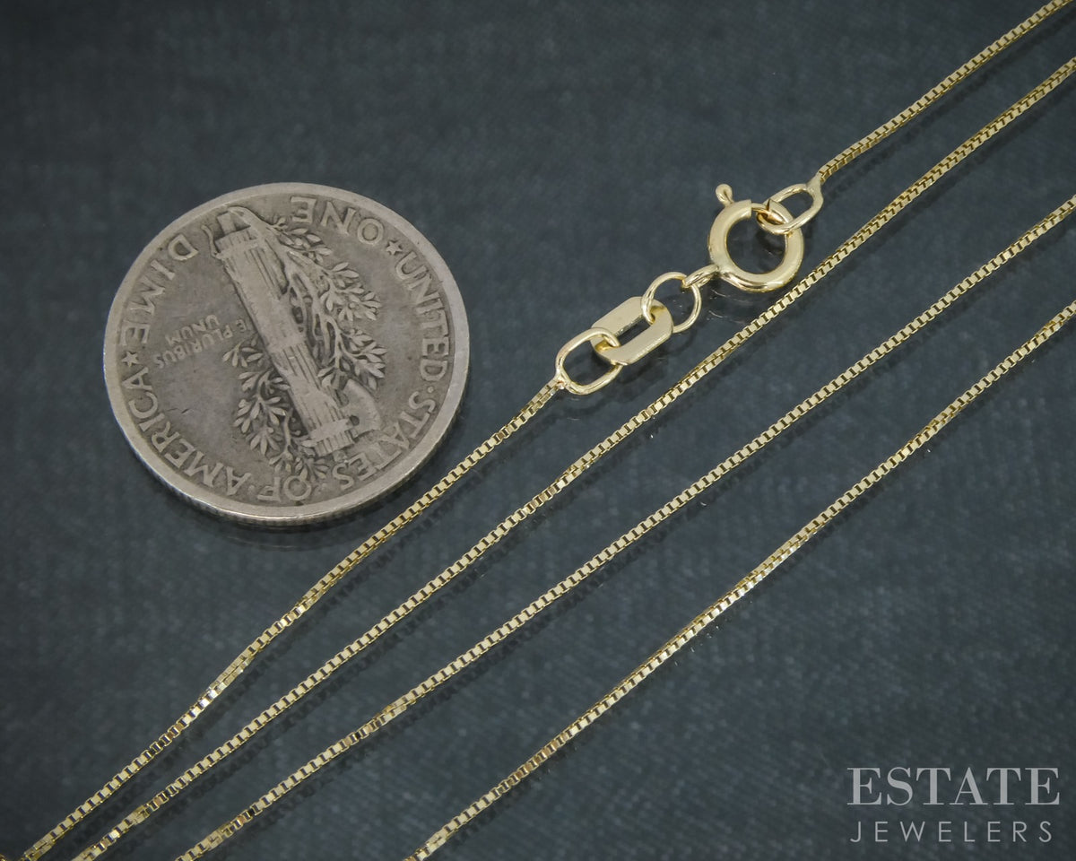 14k Yellow Gold 0.5mm Box Chain Link Ladies Necklace 0.8g 18"L p30704b
