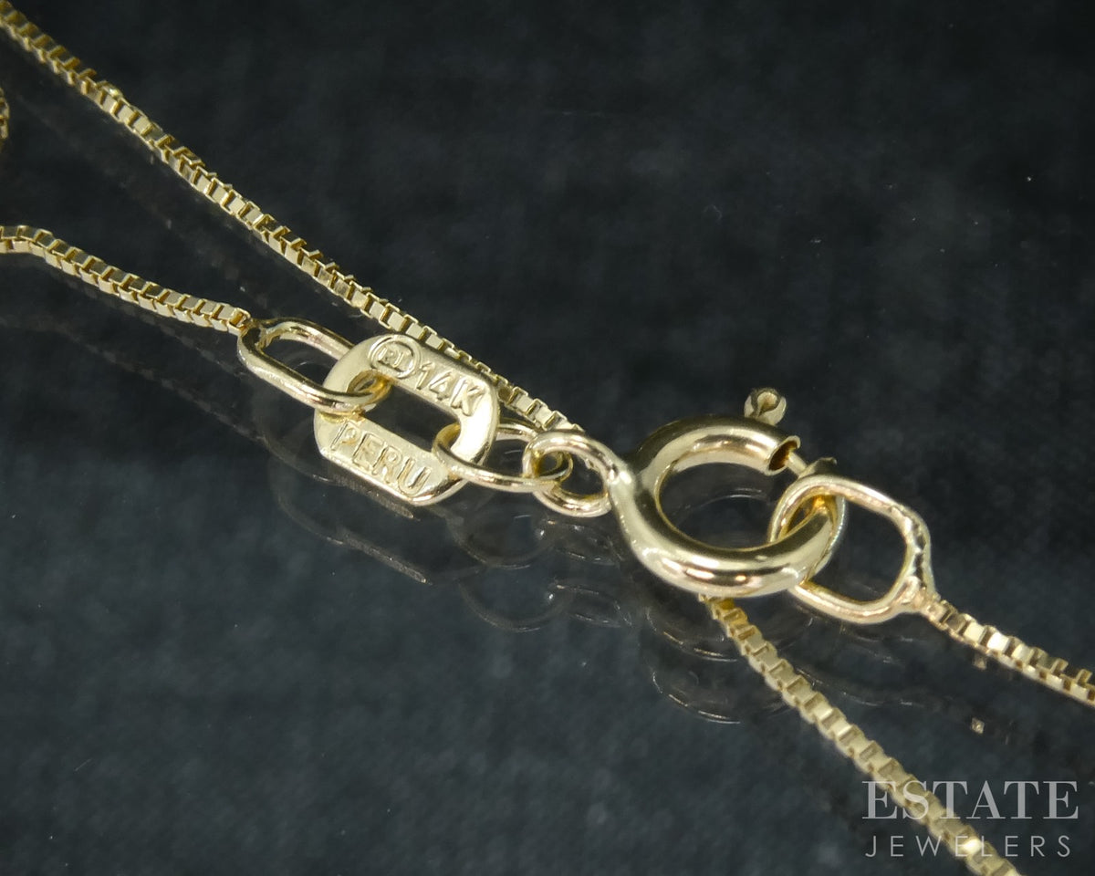 14k Yellow Gold 0.5mm Box Chain Link Ladies Necklace 0.8g 18"L p30704b