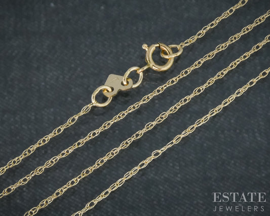 14k Yellow Gold .3mm Twisted Rope Chain Link Ladies Necklace 0.5g 18"L p30709b