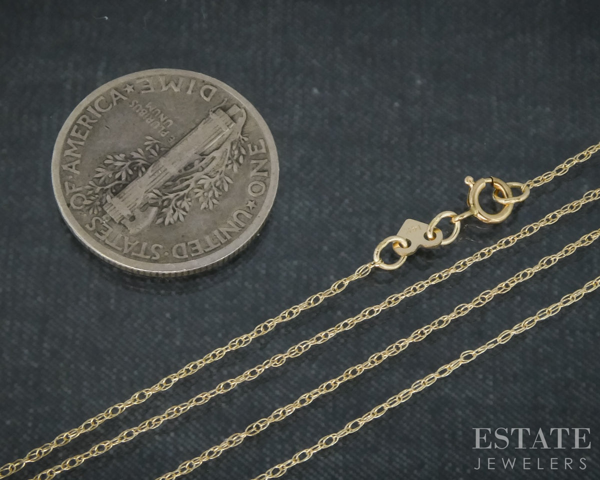 14k Yellow Gold .3mm Twisted Rope Chain Link Ladies Necklace 0.5g 18"L p30709b