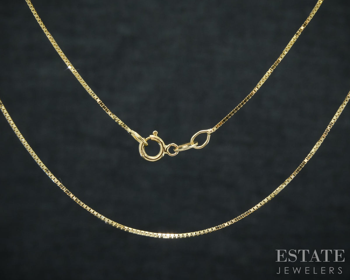 14k Yellow Gold 0.5mm Box Chain Link Ladies Necklace 1.2g 18"L p30705b