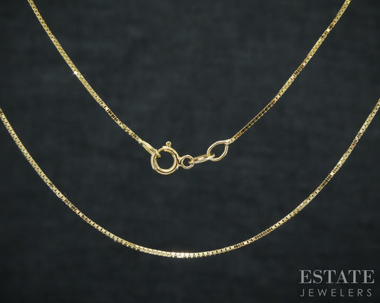 14k Yellow Gold 0.5mm Box Chain Link Ladies Necklace 1.2g 18"L p30705b