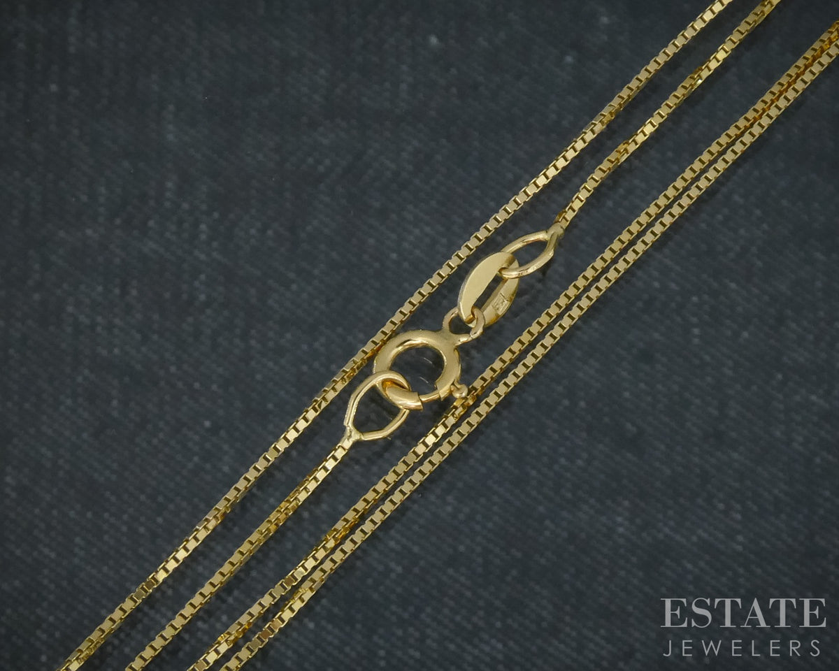 14k Yellow Gold 0.5mm Box Chain Link Ladies Necklace 1.2g 18"L p30705b