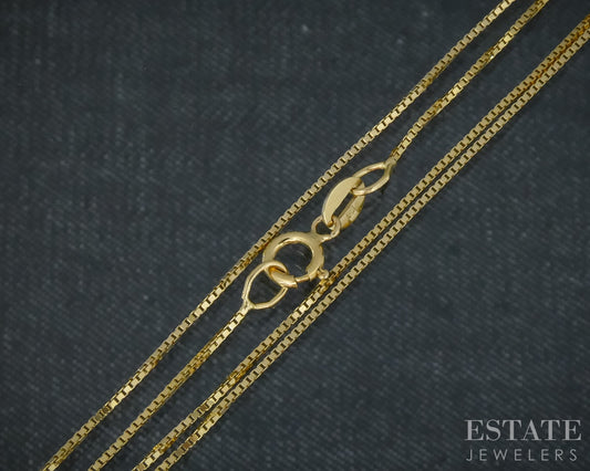 14k Yellow Gold 0.5mm Box Chain Link Ladies Necklace 1.2g 18"L p30705b