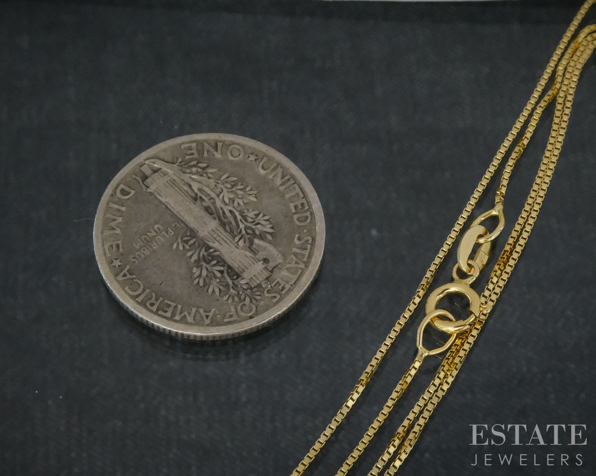 14k Yellow Gold 0.5mm Box Chain Link Ladies Necklace 1.2g 18"L p30705b