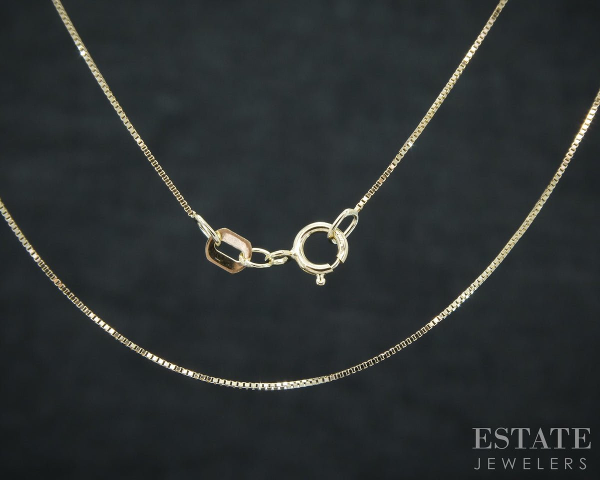 14k Yellow Gold 0.4mm Box Chain Link Ladies Necklace 0.9g 18"L p30708b
