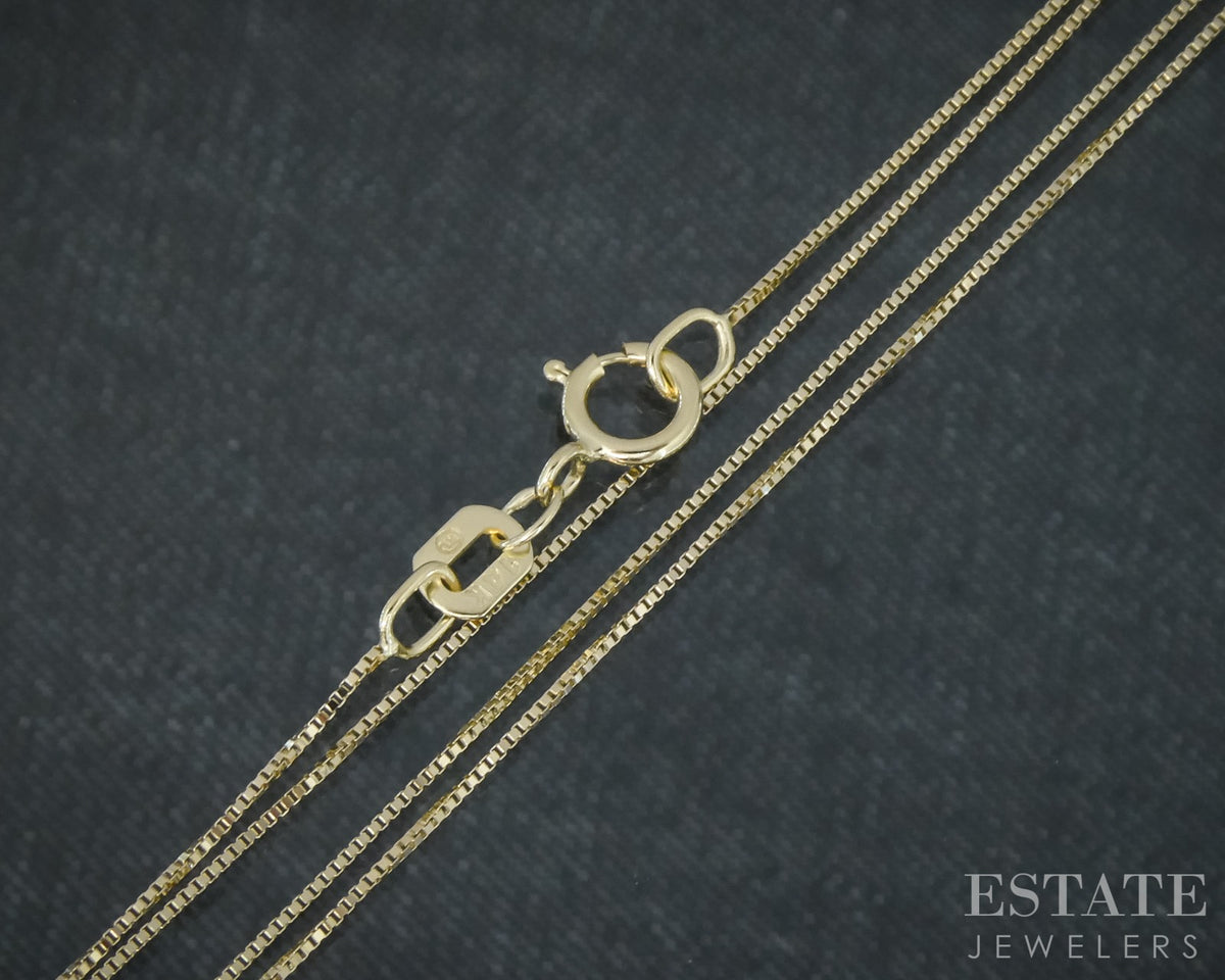 14k Yellow Gold 0.4mm Box Chain Link Ladies Necklace 0.9g 18"L p30708b