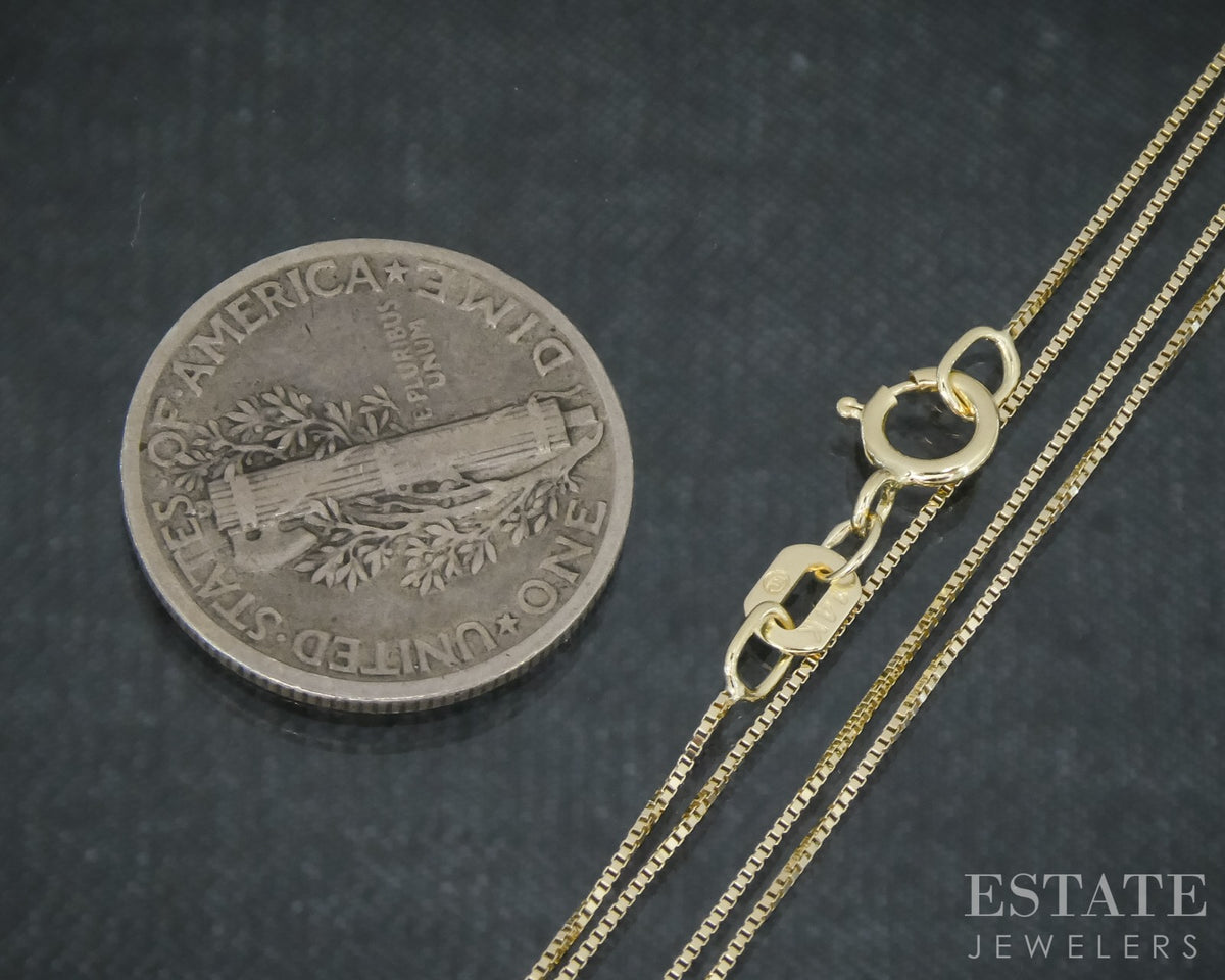 14k Yellow Gold 0.4mm Box Chain Link Ladies Necklace 0.9g 18"L p30708b