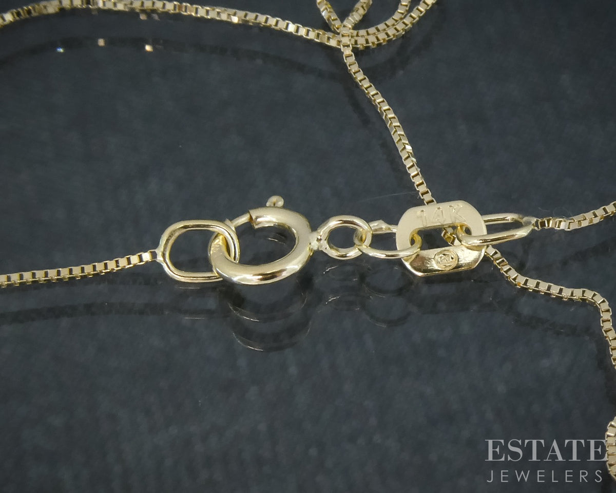 14k Yellow Gold 0.4mm Box Chain Link Ladies Necklace 0.9g 18"L p30708b