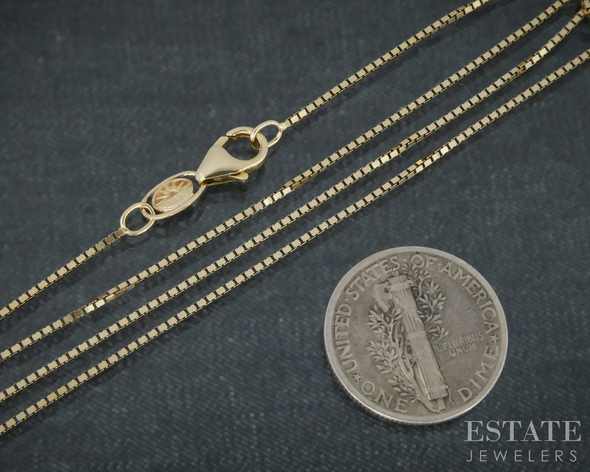 14k Yellow Gold 0.7mm Box Chain Link Ladies Necklace 2.8g 20"L p30706b