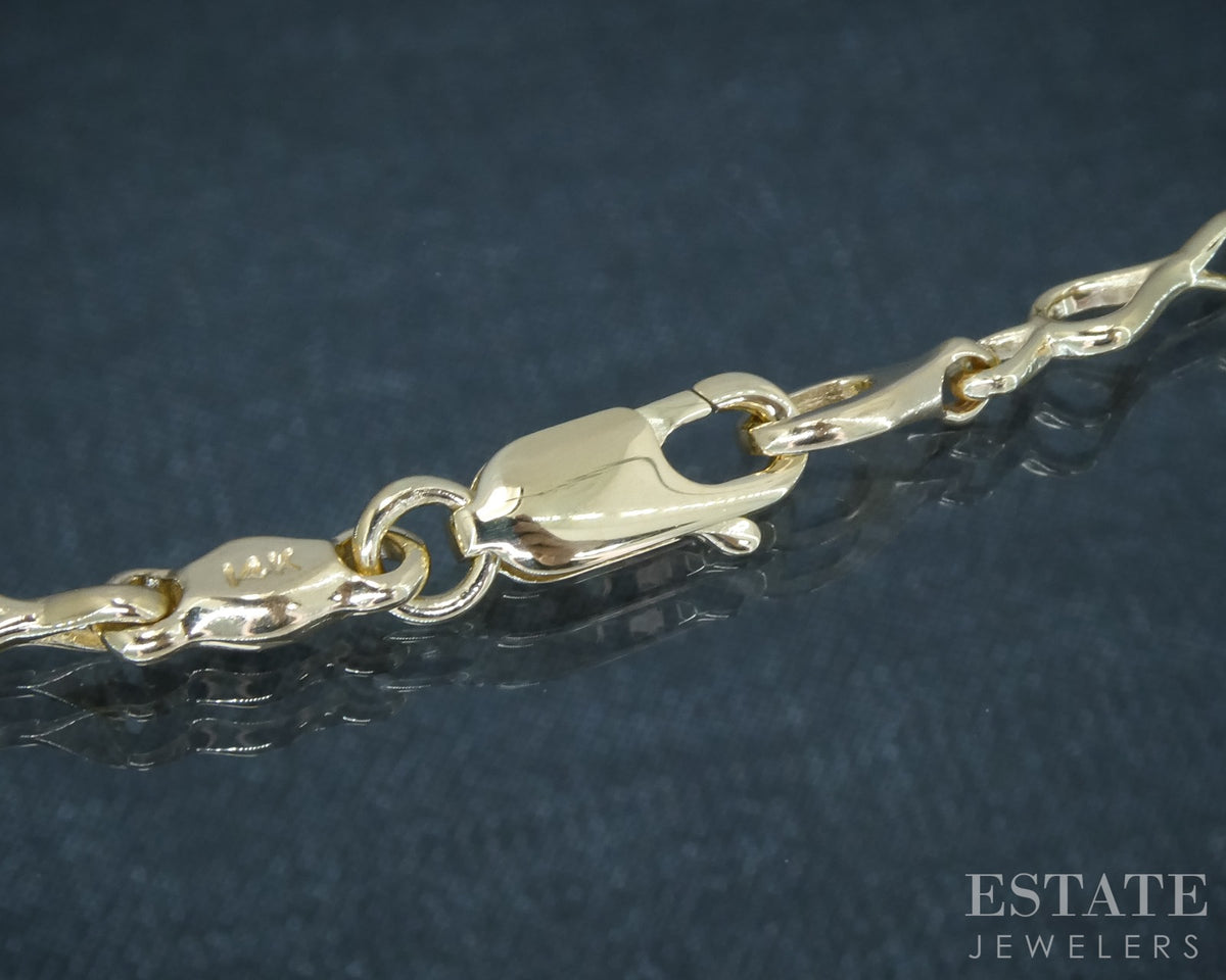 14k Yellow Gold Charm Chain Fancy Link Ladies Bracelet 5g 7"L p30999