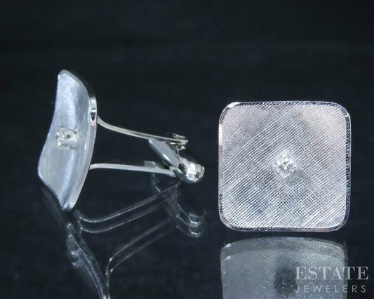 Vintage 14k White Gold Natural Diamond Men's Cufflinks 12.2g p30906