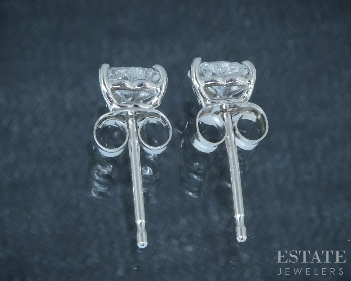 10k White Gold Heart Cut Lab Created .32ctw Diamond Stud Earrings p30773