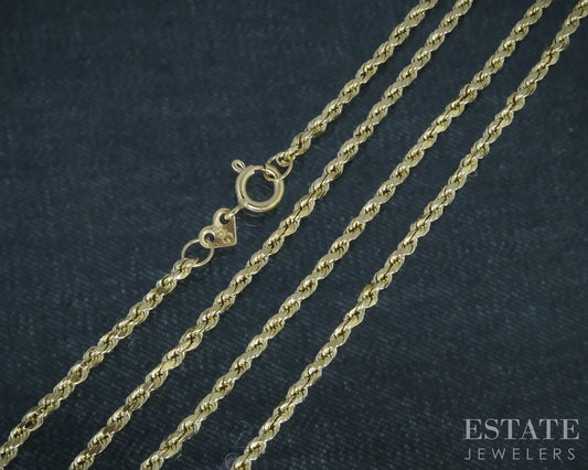 14k Yellow Gold 1.5mm Rope Chain Link Ladies Necklace 1.7g 18"L p30742