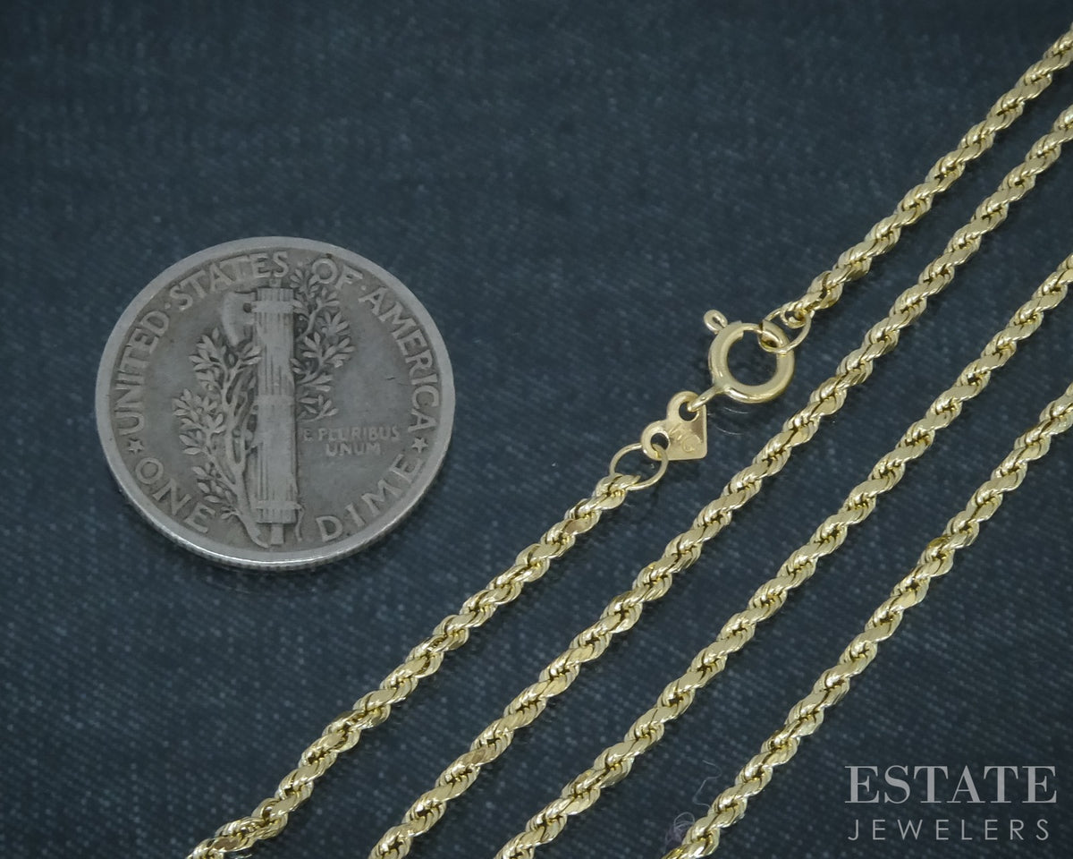 14k Yellow Gold 1.5mm Rope Chain Link Ladies Necklace 1.7g 18"L p30742