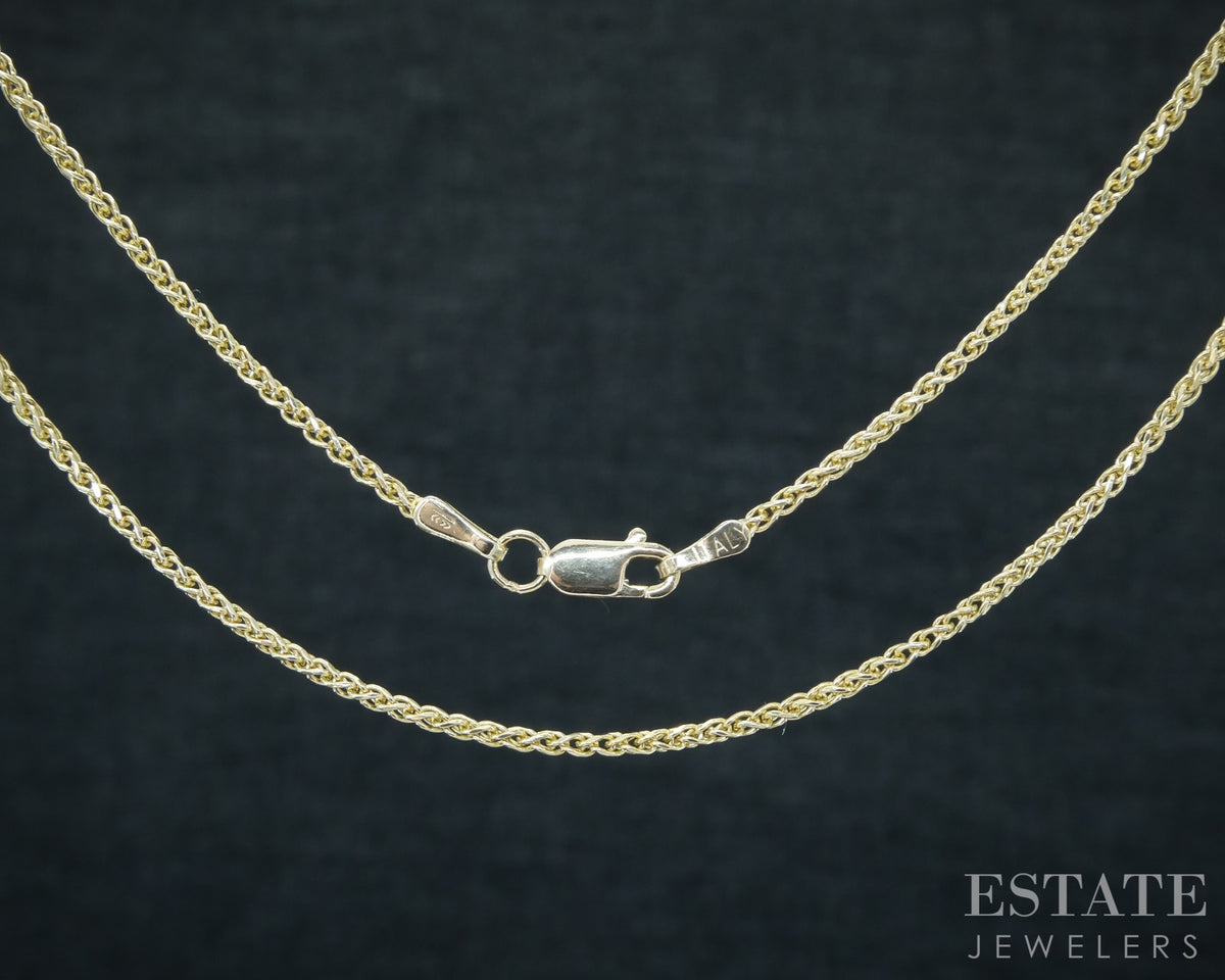 14k Yellow Gold 0.9mm Wheat Chain Link Ladies Necklace 3.9g 18"L p30711