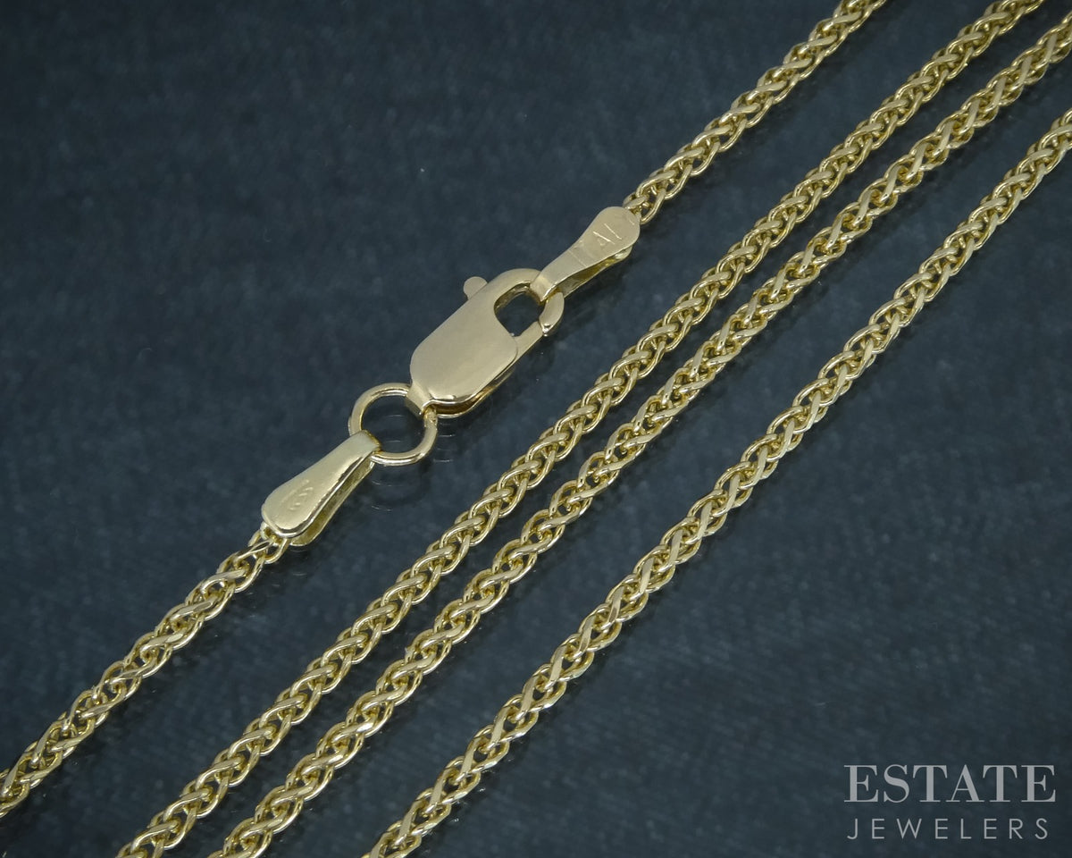 14k Yellow Gold 0.9mm Wheat Chain Link Ladies Necklace 3.9g 18"L p30711