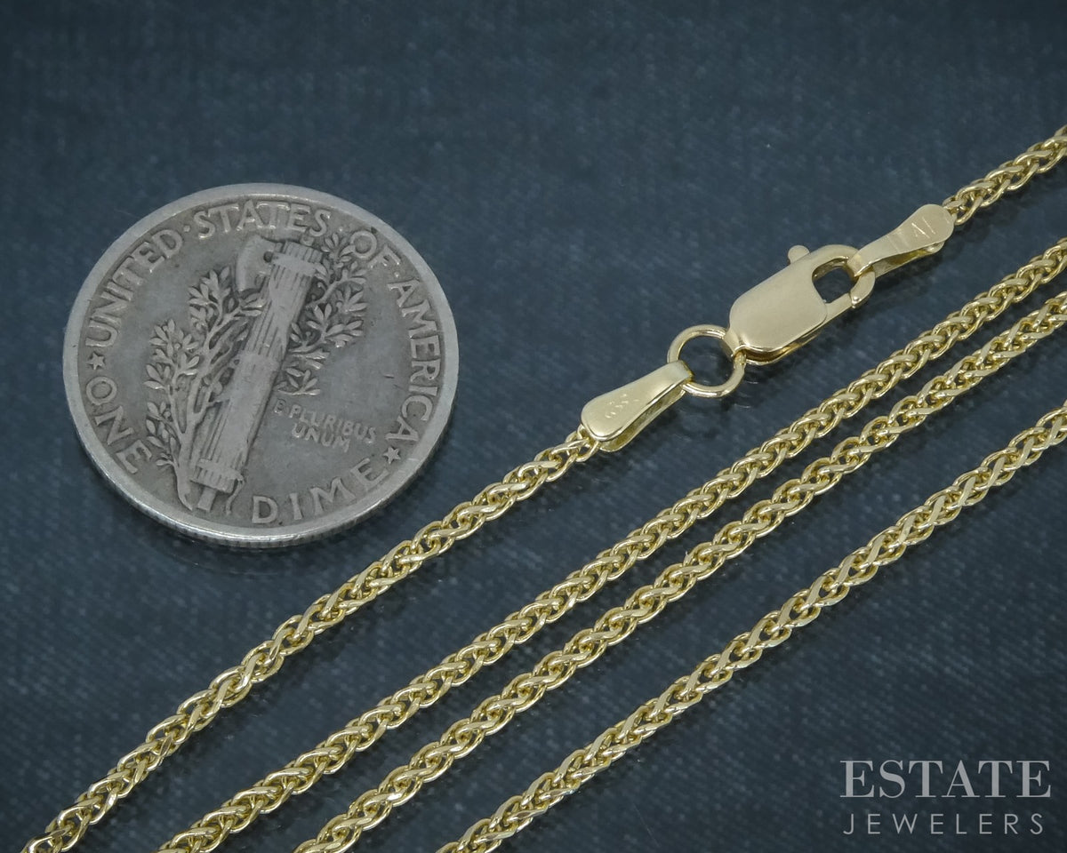 14k Yellow Gold 0.9mm Wheat Chain Link Ladies Necklace 3.9g 18"L p30711