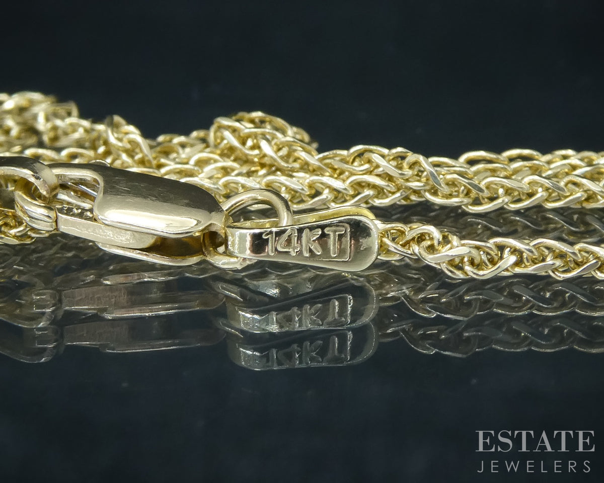 14k Yellow Gold 0.9mm Wheat Chain Link Ladies Necklace 3.9g 18"L p30711