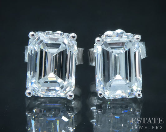 14k White Gold Emerald Lab Created 1.60ctw Diamond Stud Earrings p30774